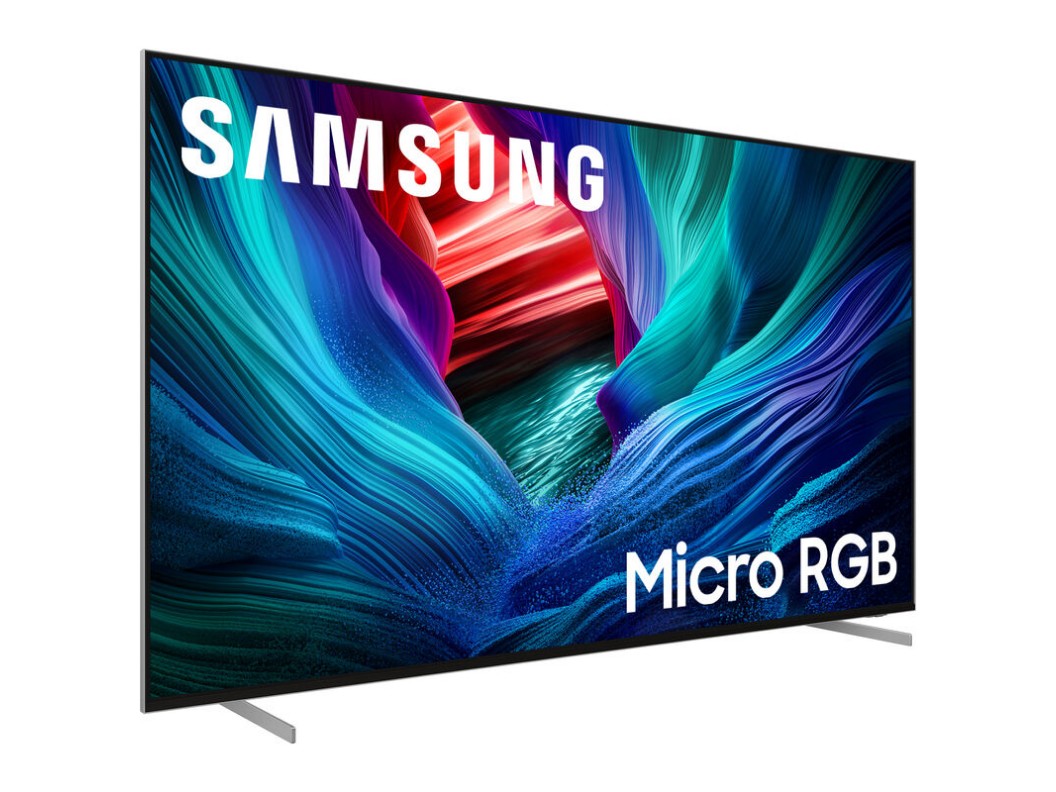 A Samsung micro RGB TV on a white background.