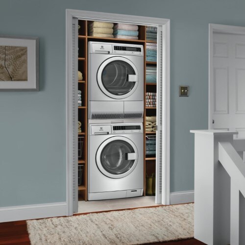 Stackable Laundry Setup Inside Hallway Closet
