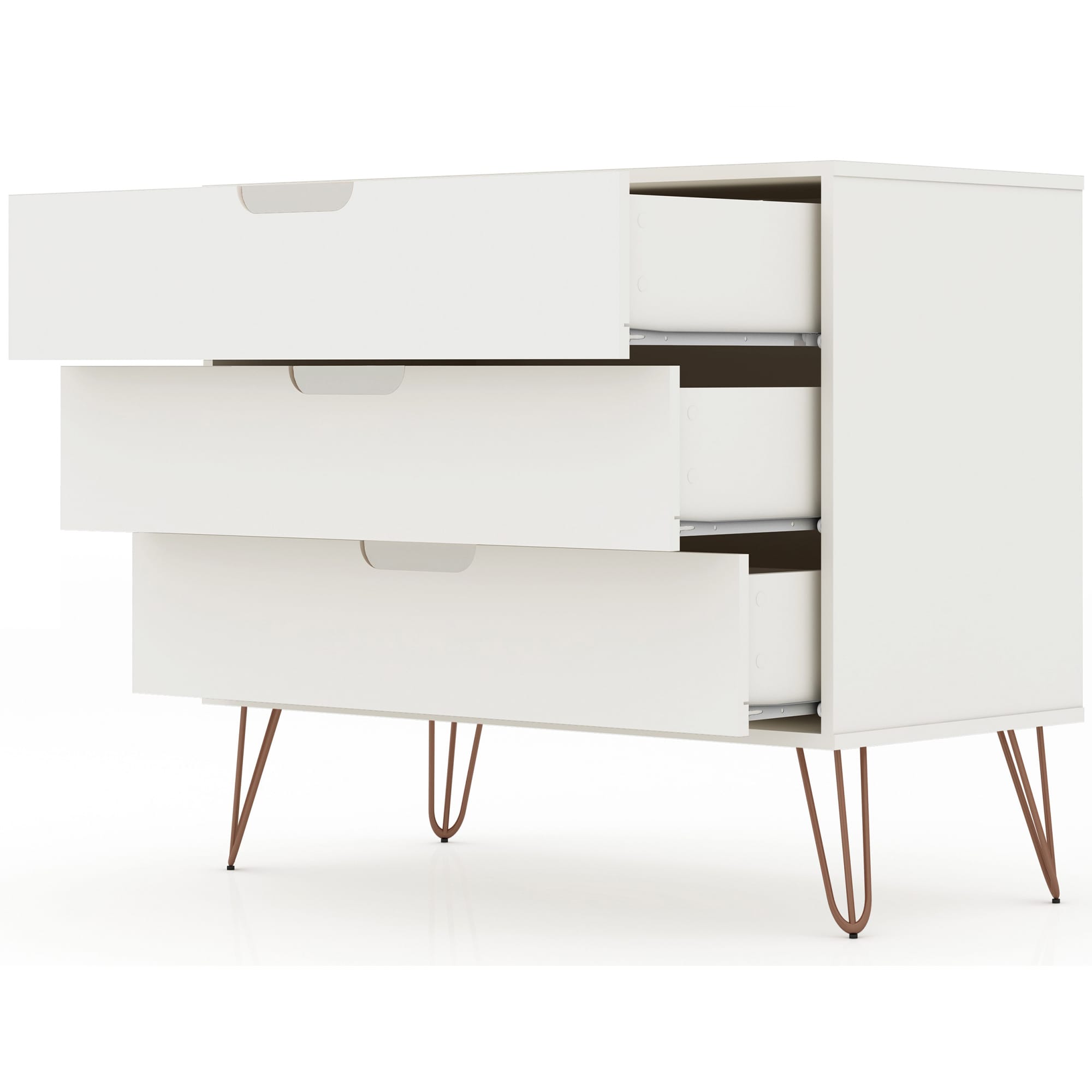 Manhattan Comfort Rockefeller Mid-Century Modern 3-Drawer Dresser - White, White, hires