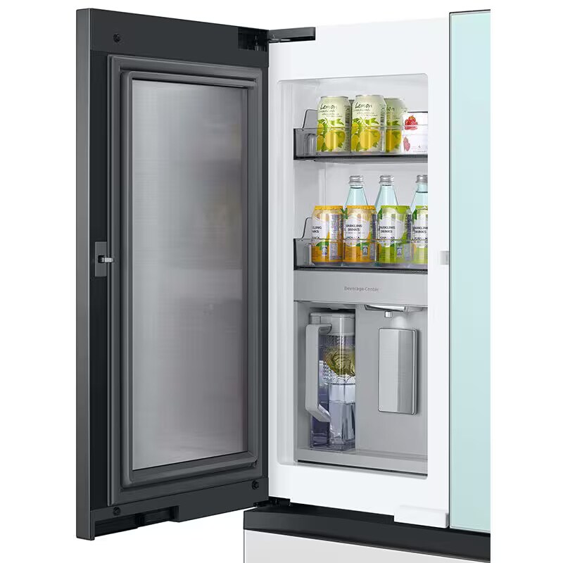 Samsung Bespoke 36 in. 28.8 cu. ft. Smart 4-Door French Door Refrigerator with Internal Water Dispenser - Morning Blue and White Glass, Morning Blue, hires