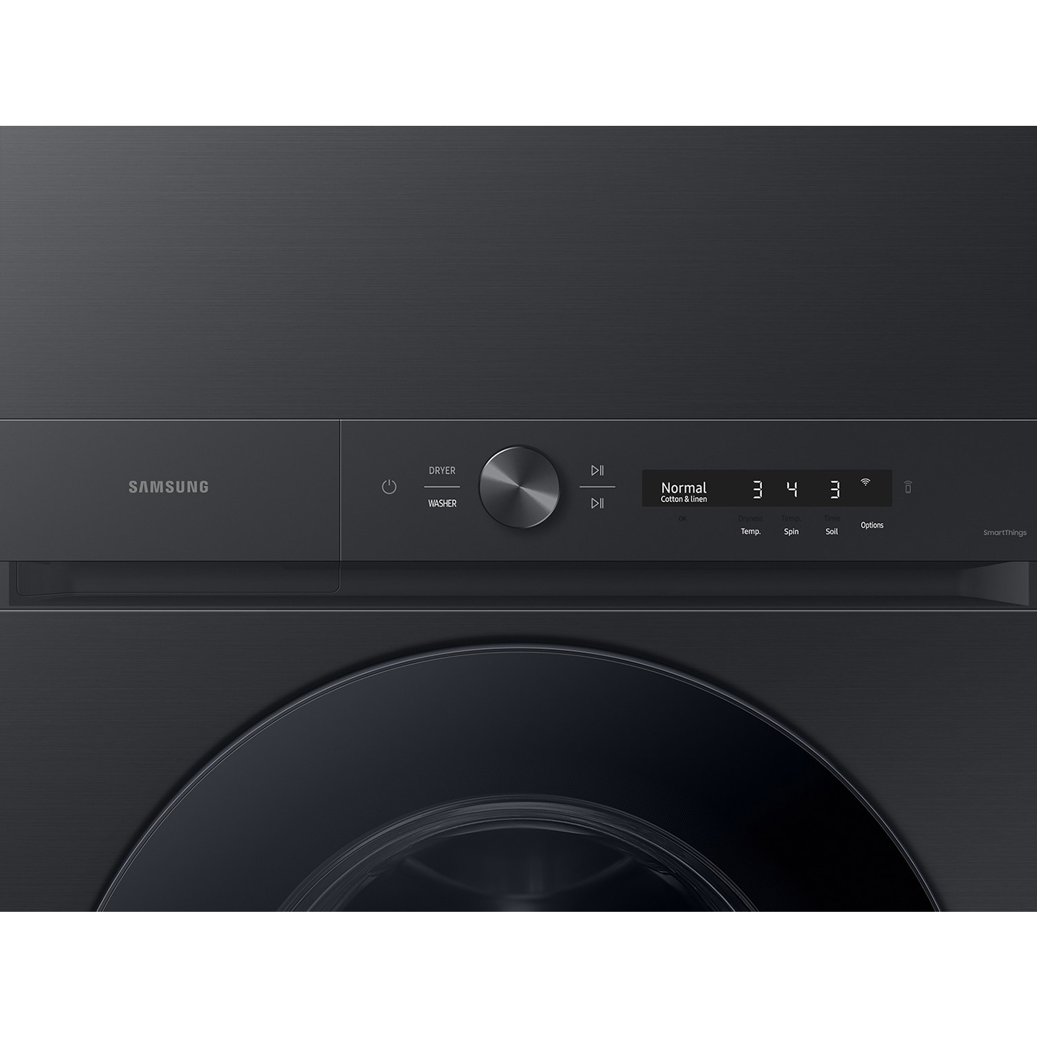 Samsung Bespoke 27 in. 4.6 cu. ft. Smart Electric Front Load Laundry Center with AI OptiWash, Sensor Dry, Sanitize & Steam Cycle - Brushed Black, , hires