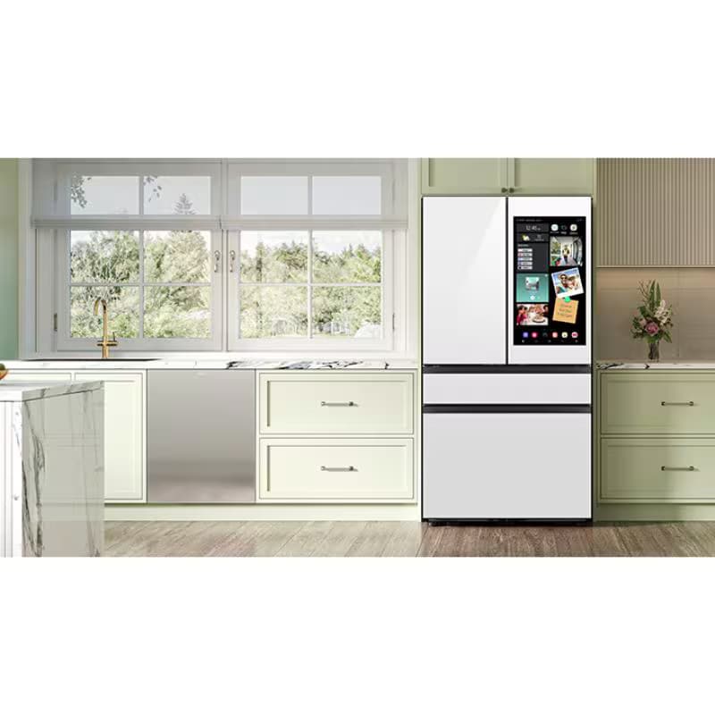 Samsung Bespoke 36 in. 22.5 cu. ft. Smart Counter Depth 4-Door French Door Refrigerator with AI Family Hub+, Beverage Center & Internal Water AutoFill Pitcher - White Glass, White Glass, hires