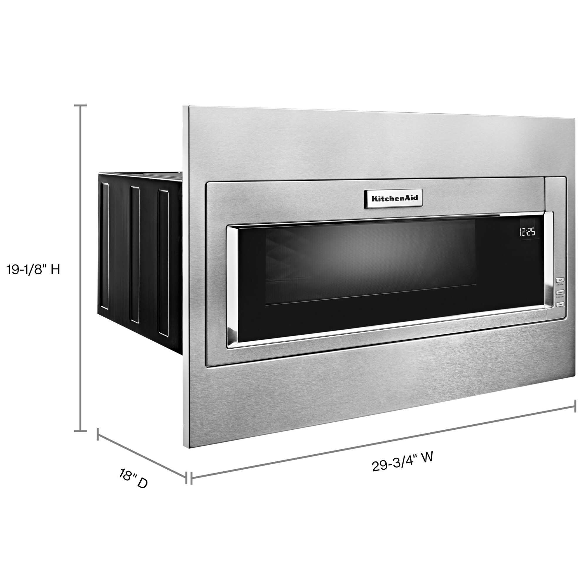 KitchenAid 30 in. 1.1 cu. ft. 1000W Low Profile Built-In Microwave with Sensor Cooking - Stainless Steel, , hires