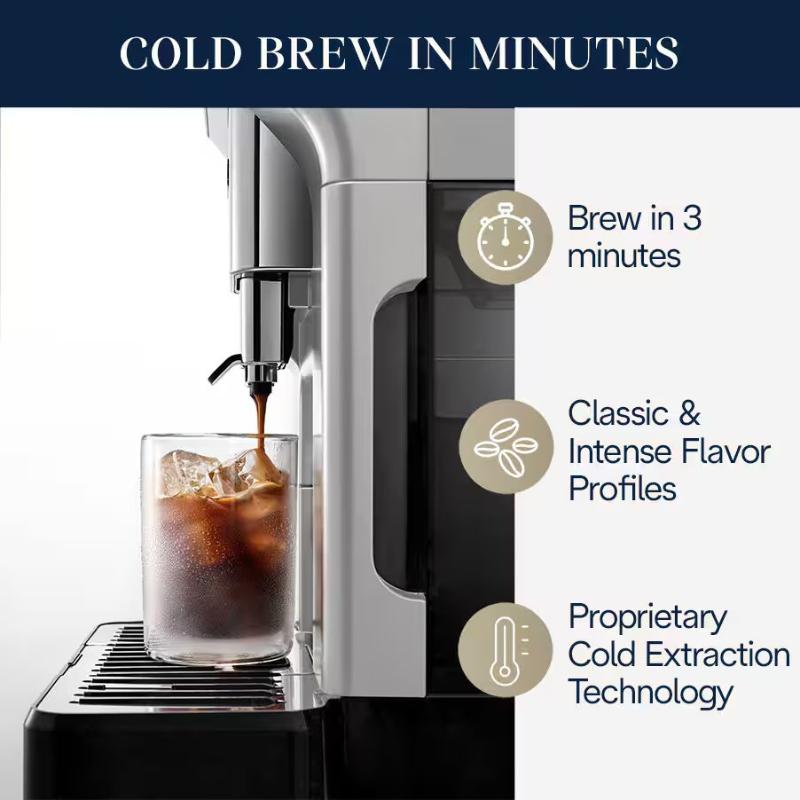 De'Longhi Eletta Explore Fully Automatic Espresso Machine with Cold Brew - Silver, , hires
