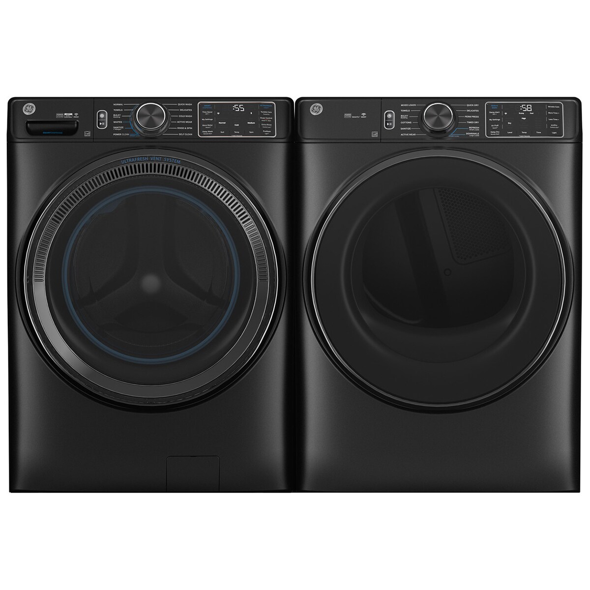 GE 28 in. 5.0 cu. ft. Smart Stackable Front Load Washer with OdorBlock, Sanitize Cycle & Steam Cycle - Carbon Graphite, Carbon Graphite, hires