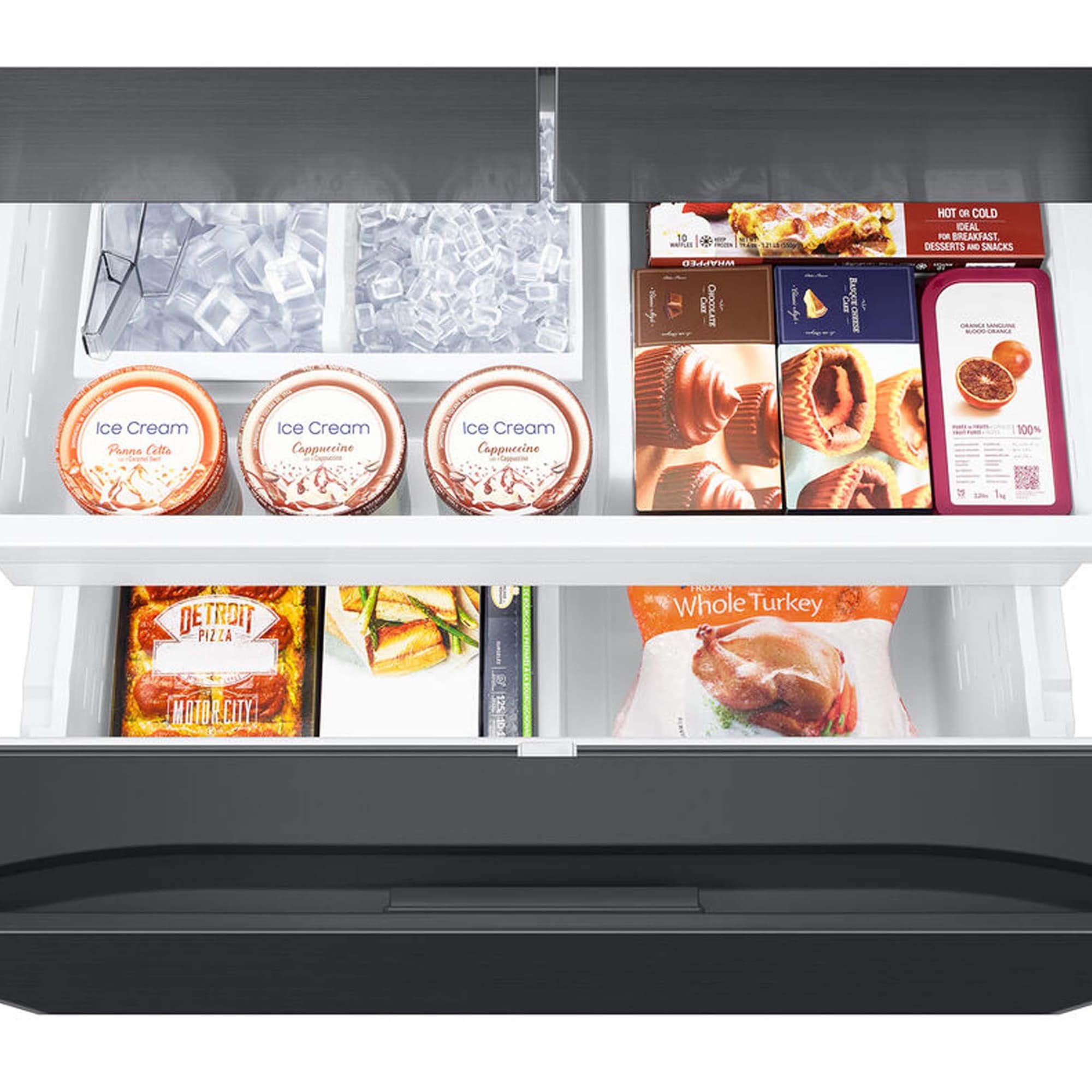 Samsung 36 in. 30.5 cu. ft. Smart French Door Refrigerator with Ice & Water Dispenser - Matte Black Steel, Matte Black Steel, hires