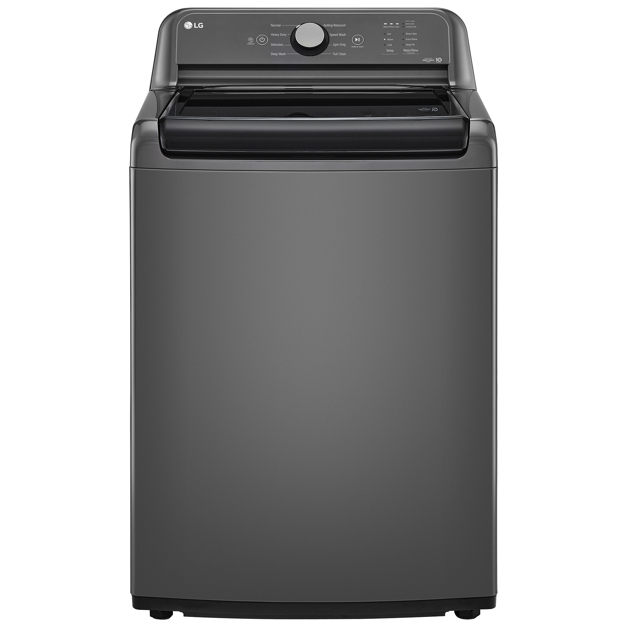LG 27 in. 4.1 cu. ft. Top Load Washer with 4-Way Agitator, Slam Proof Glass Lid & True Balance Anti-Vibration System - Monochrome Gray, Monochrome Gray, hires