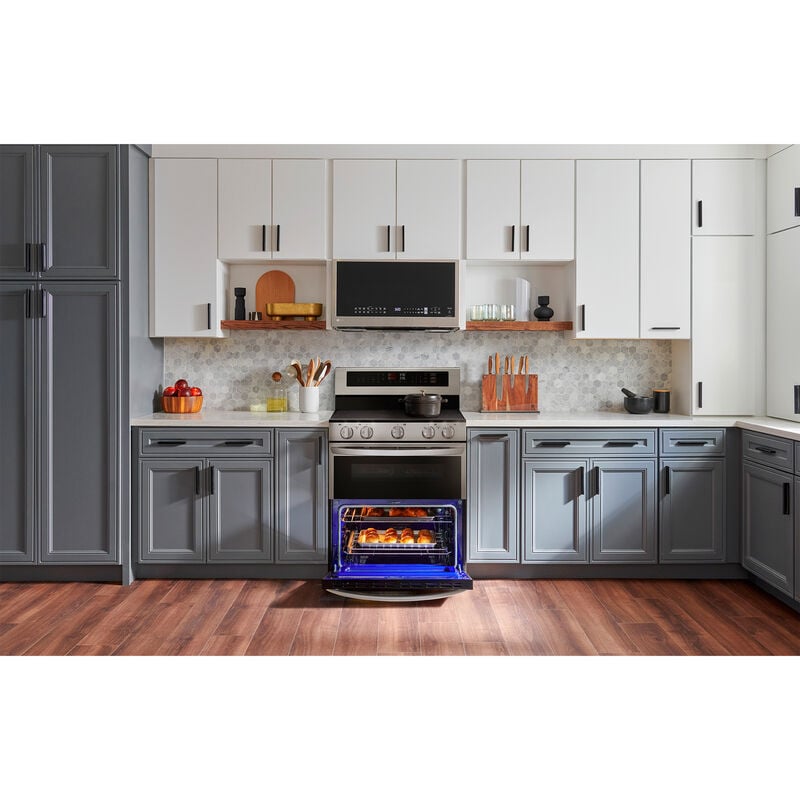LG 30 in. 7.3 cu. ft. Smart Air Fry True European Convection Double Oven Electric Range with Radiant Burners - Stainless Steel, , hires