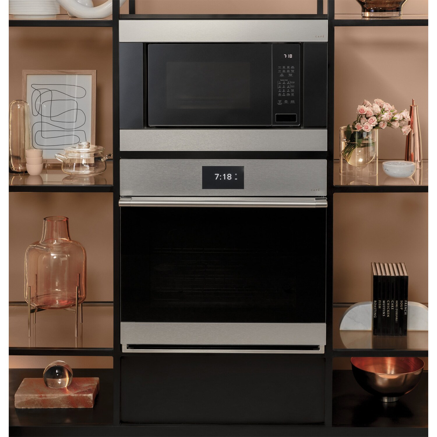 Cafe 30 in. 5 cu. ft. Smart Electric Single Wall Oven with True European Convection - Platinum Glass, Platinum Glass, hires