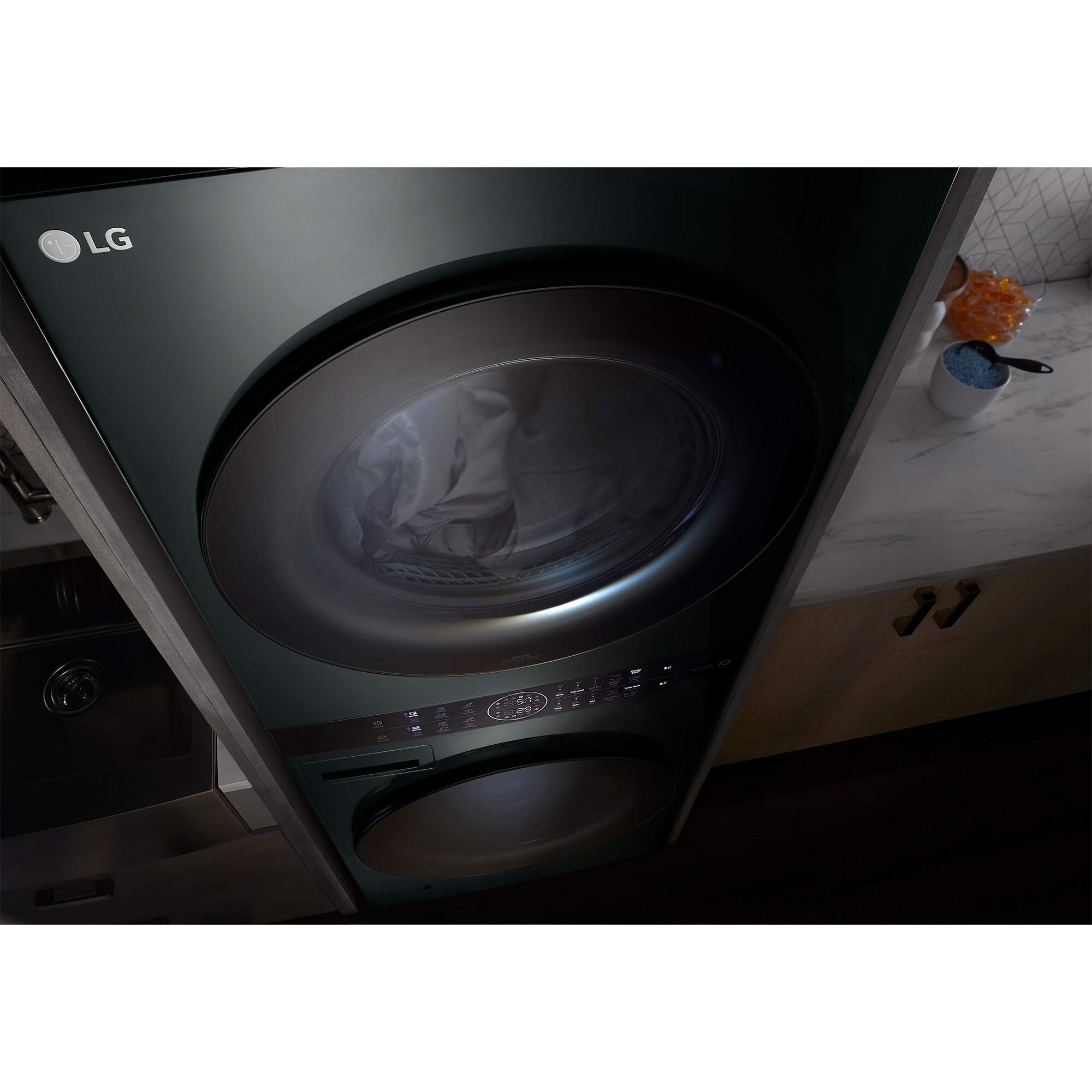 LG 27 in. WashTower with 4.5 cu. ft. Washer with 6 Wash Programs & 7.4 cu. ft. Electric Dryer with 6 Dryer Programs, Sensor Dry & Wrinkle Care - Nature Green, Nature Green, hires