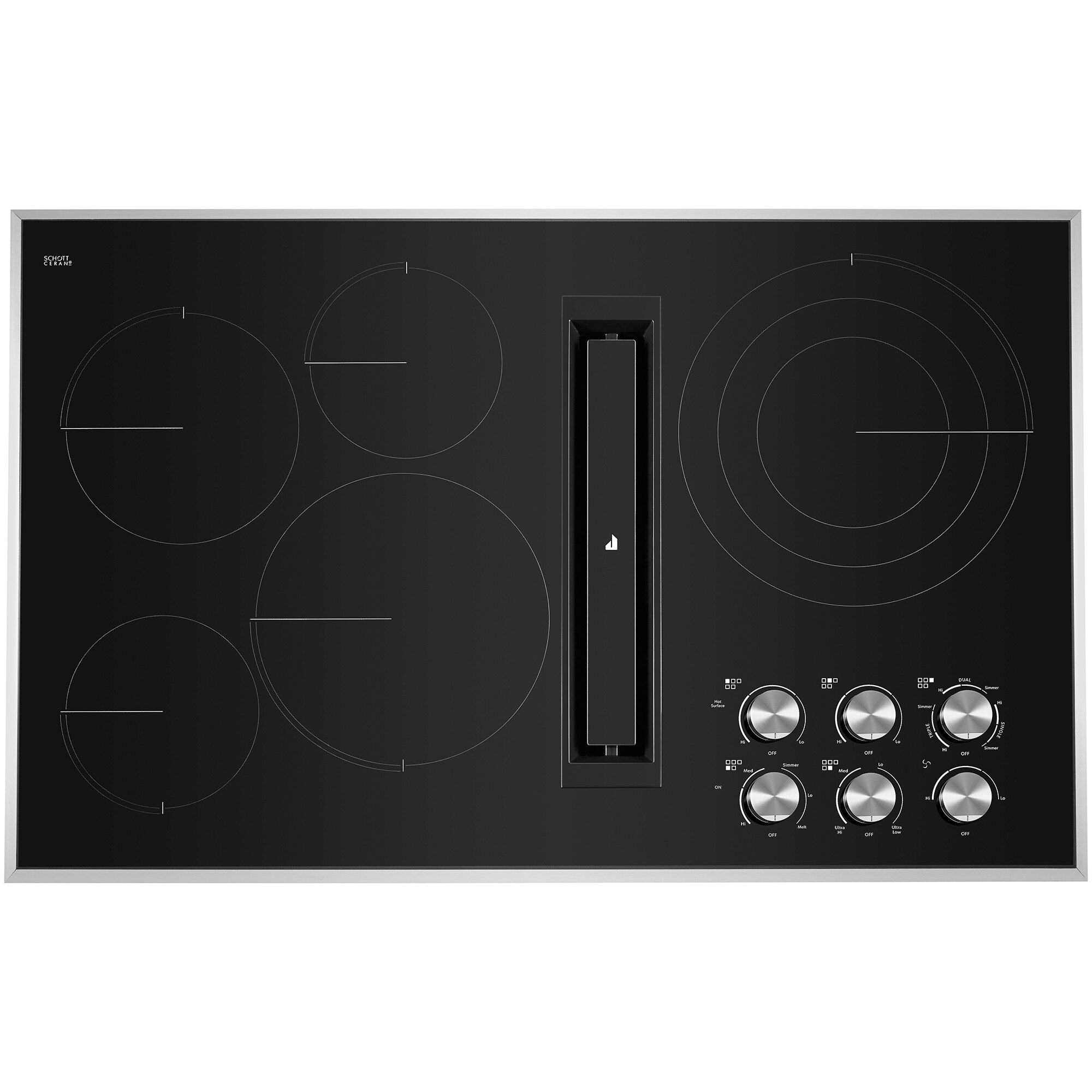 JennAir Euro-Style 36 in. 5-Burner Electric Cooktop with Downdraft & Power Burner - Stainless Steel, , hires