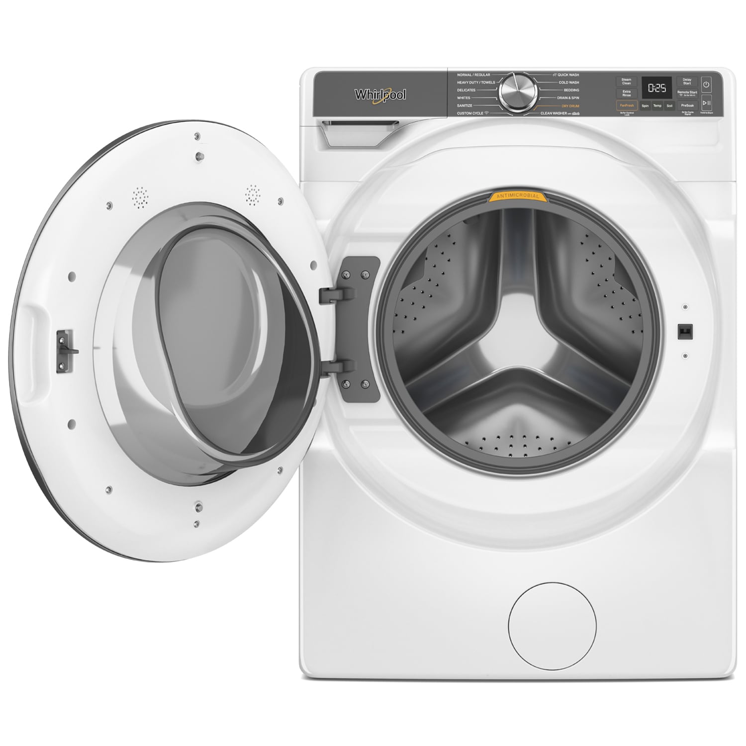 Whirlpool 27 in. 5.0 cu. ft. Smart Stackable Front Load Washer with FreshFlow Vent System, Sanitize & Steam Cycle - White, White, hires