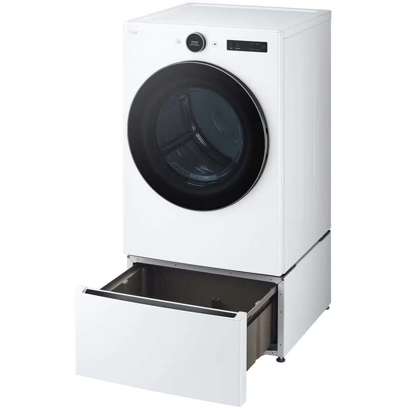 LG 27 in. 7.4 cu. ft. Smart Stackable Electric Dryer with AI Sensor Dry, Turbo Steam, Sanitize & Steam Cycle - White, White, hires