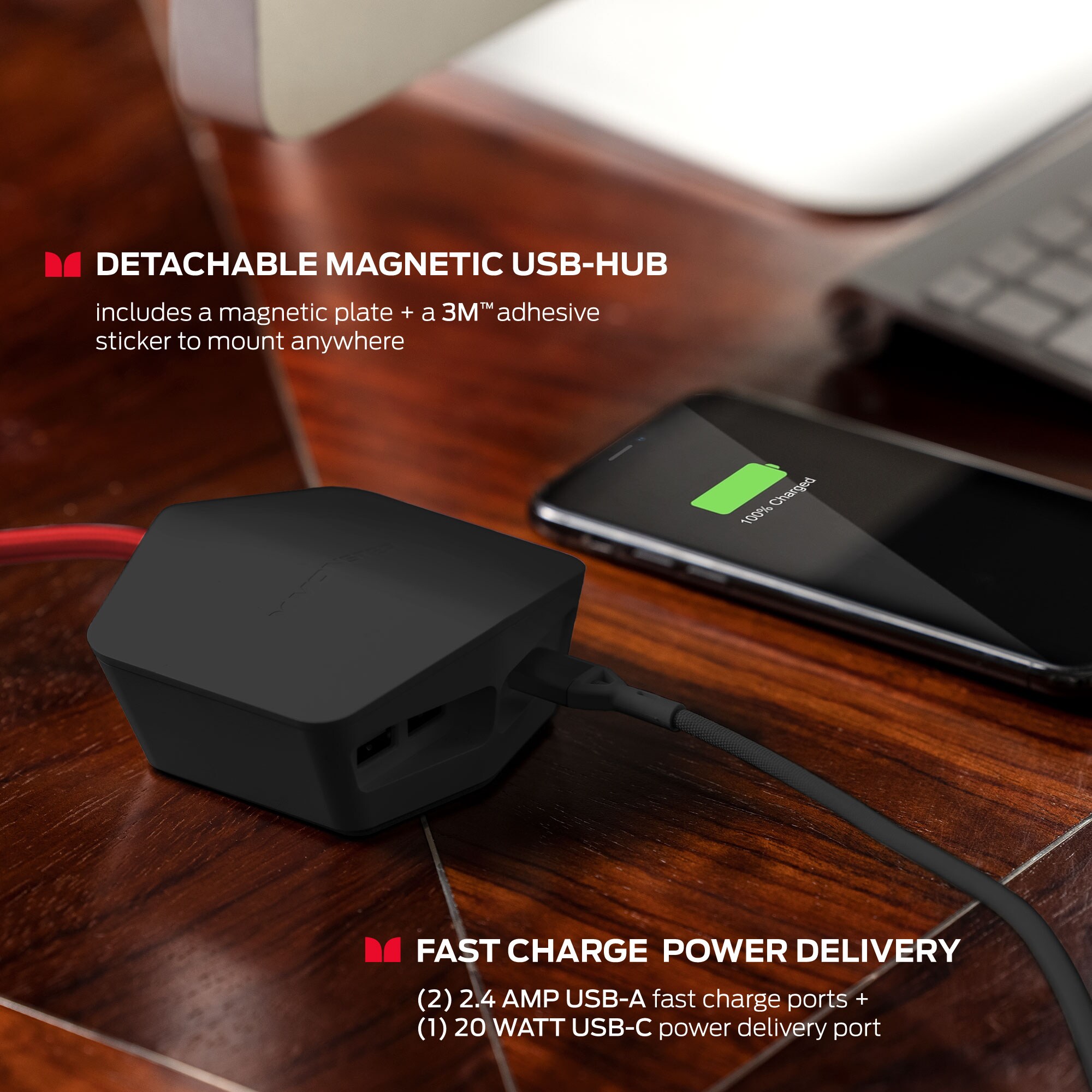 Monster Cable Power Center Vertex 6AC + 3 USB Hub (2.14amp 2 USB-A, 20W 1 USB-C) 6ft Cord 3000J Surge Protection - Black, , hires