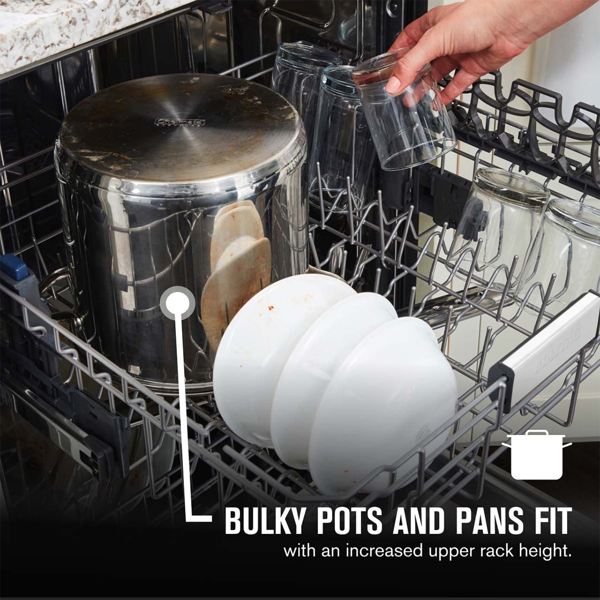 Maytag 24 in. Front Control Dishwasher with 50 dBa Sound Level & Pocket - Black, Black, hires