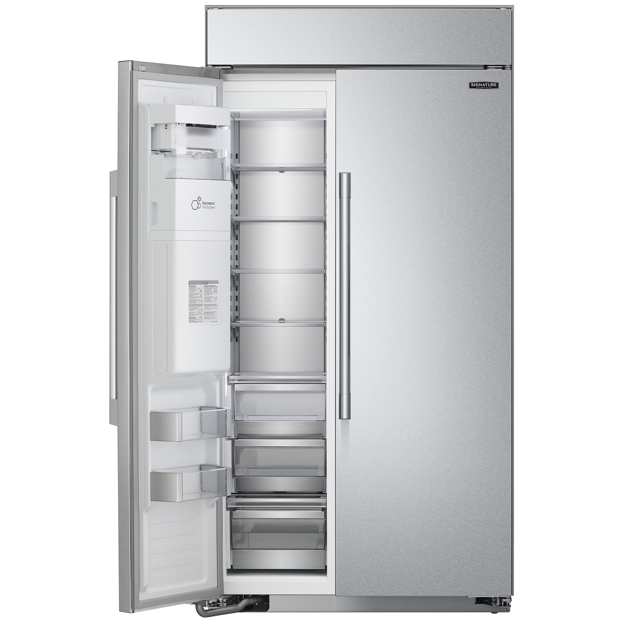 Signature Kitchen Suite 42 in. 25.6 cu. ft. Built-In Smart Counter Depth Side by Side Refrigerator with Ice & Water Dispenser - Stainless Steel, , hires