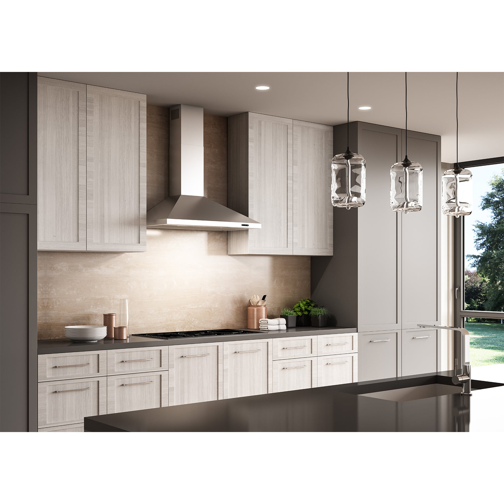 Broan Elite EW48 Series 30 in. Convertible Chimney Style Range Hood with 460 CFM, 3 Fan Speeds & 1 LED Light - Stainless Steel, , hires