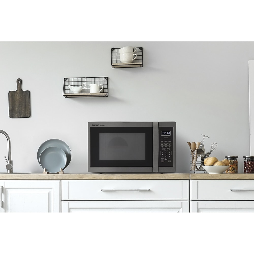 Sharp 20 in. 1.4 cu. ft. 1100W Countertop Microwave with Sensor Cooking - Black Stainless Steel, , hires