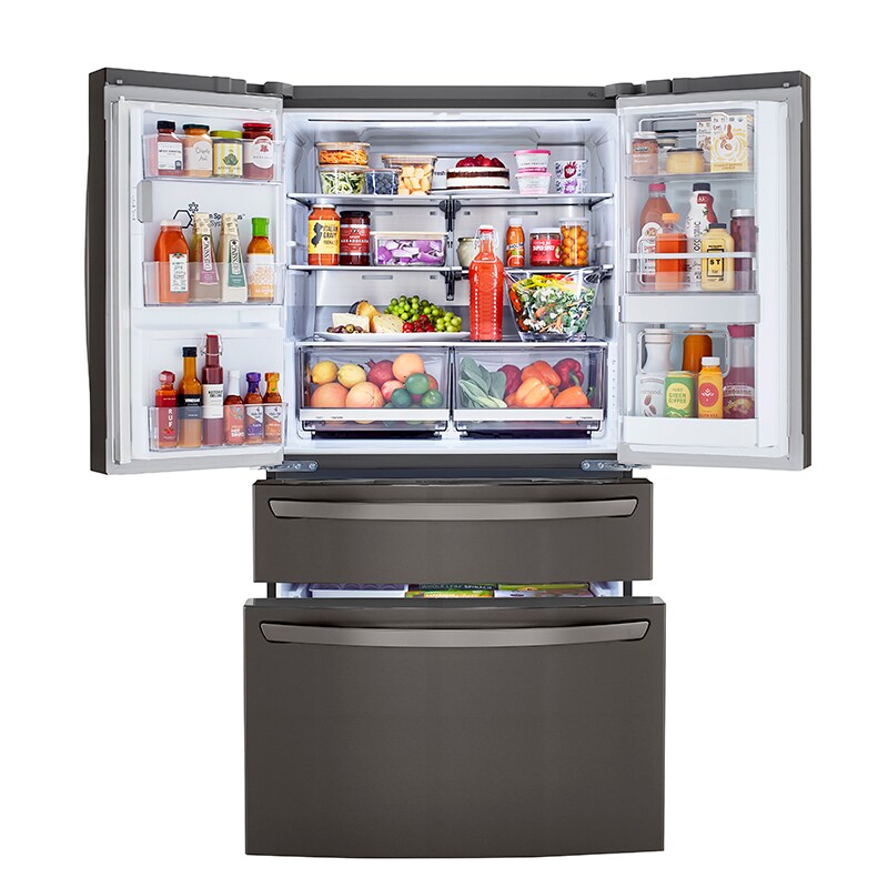 LG InstaView 36 in. 22.5 cu. ft. Smart Counter Depth 4-Door French Door Refrigerator with Ice & Water Dispenser - PrintProof Black Stainless Steel, PrintProof Black Stainless Steel, hires