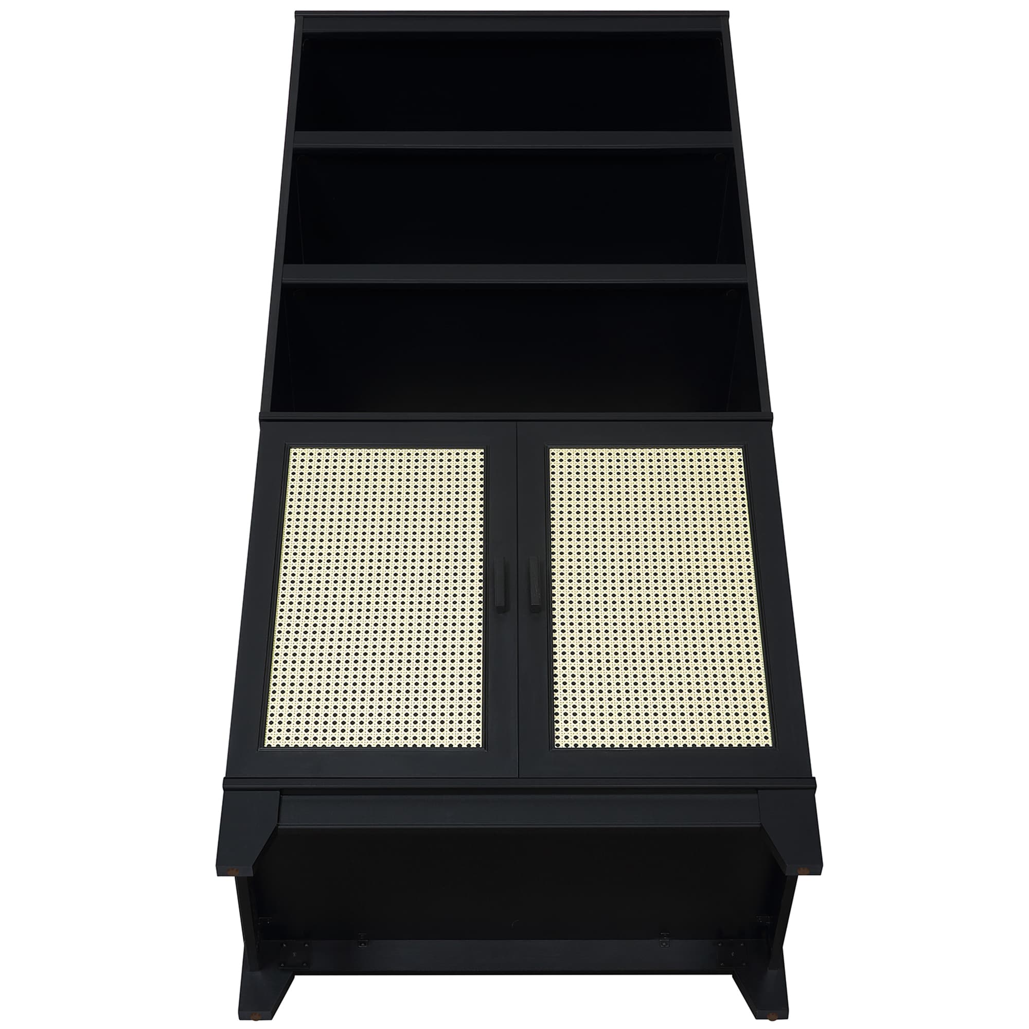 Manhattan Comfort Sheridan Modern Cane Bookcase with Adjustable Shelves - Black, , hires