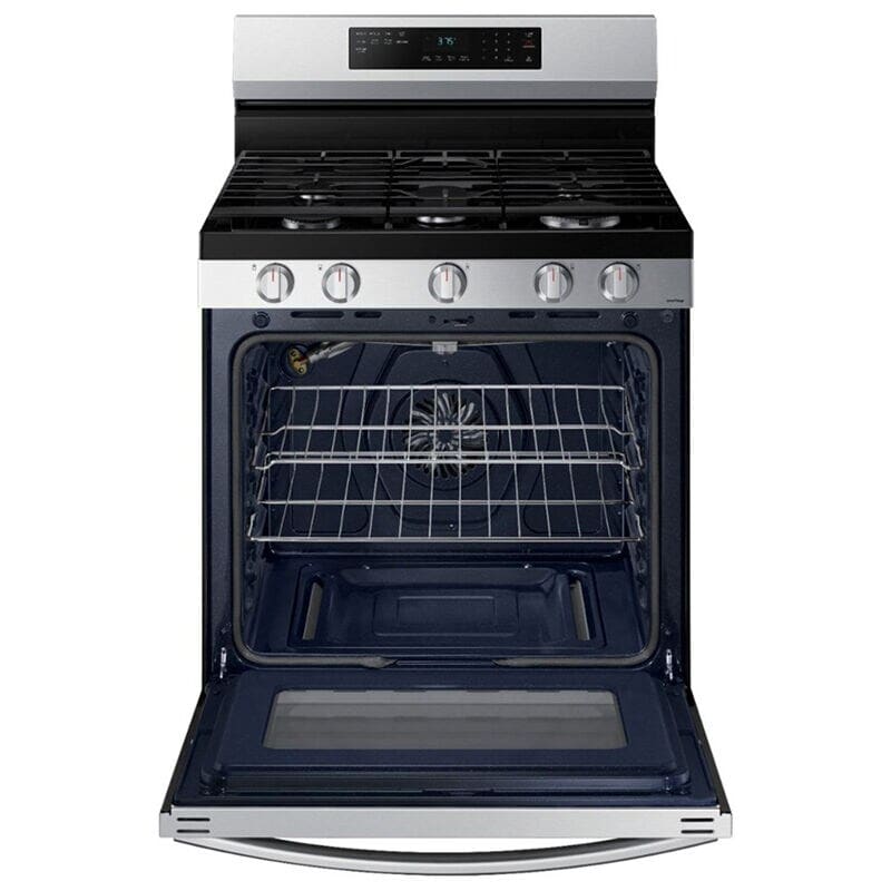 Samsung 30 in. 6 cu. ft. Smart Air Fry Standard Convection Gas Range with 5 Sealed Burners & Griddle - Stainless Steel, Stainless Steel, hires