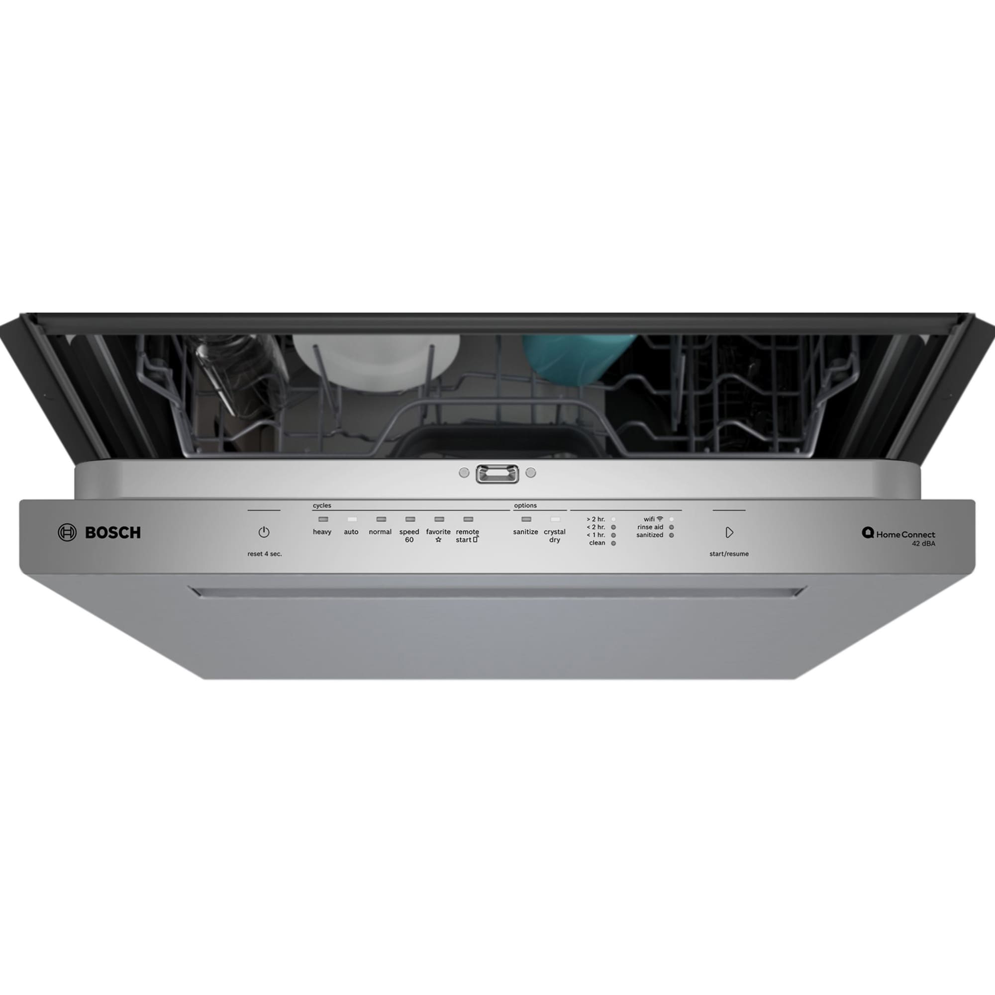 Bosch 800 Series 24 in. Top Control Smart Dishwasher with 42 dBA Sound Level, 3rd Rack, CrystalDry & Pocket Handle - Stainless Steel, , hires