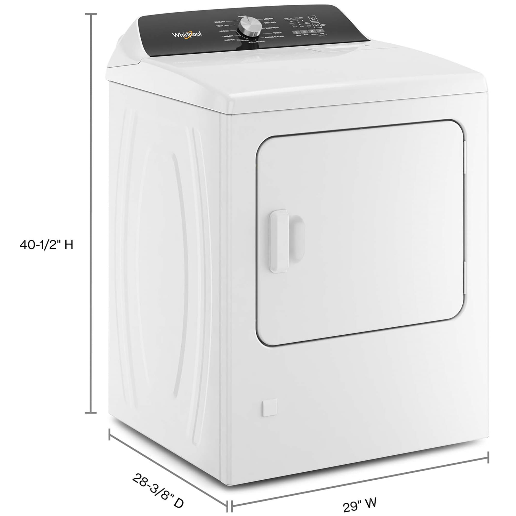 Whirlpool 29 in. 7.0 cu. ft. Electric Dryer with Moisture Sensing Dryer & Steam Cycle - White, , hires