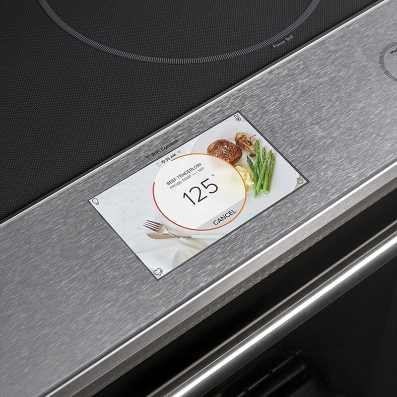 Cafe 30 in. 5.3 cu. ft. Smart Air Fry True European Convection Slide-In Electric Range with 5 Induction Burners - Platinum Glass, Platinum Glass, hires