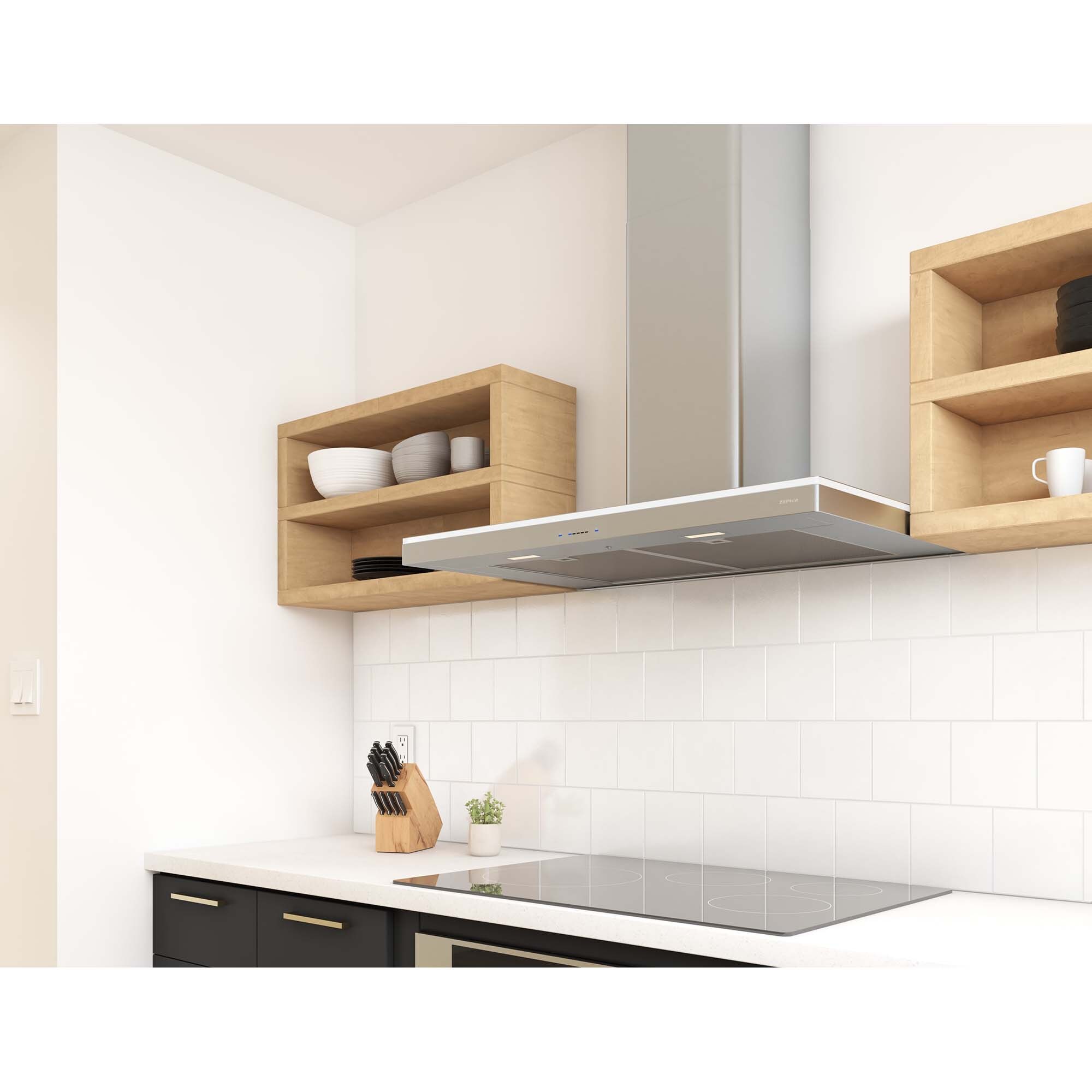 Zephyr Luce Series 30 in. Convertible Chimney Style Range Hood with 600 CFM, 5 Fan Speeds & 2 LED Lights - Stainless Steel, , hires