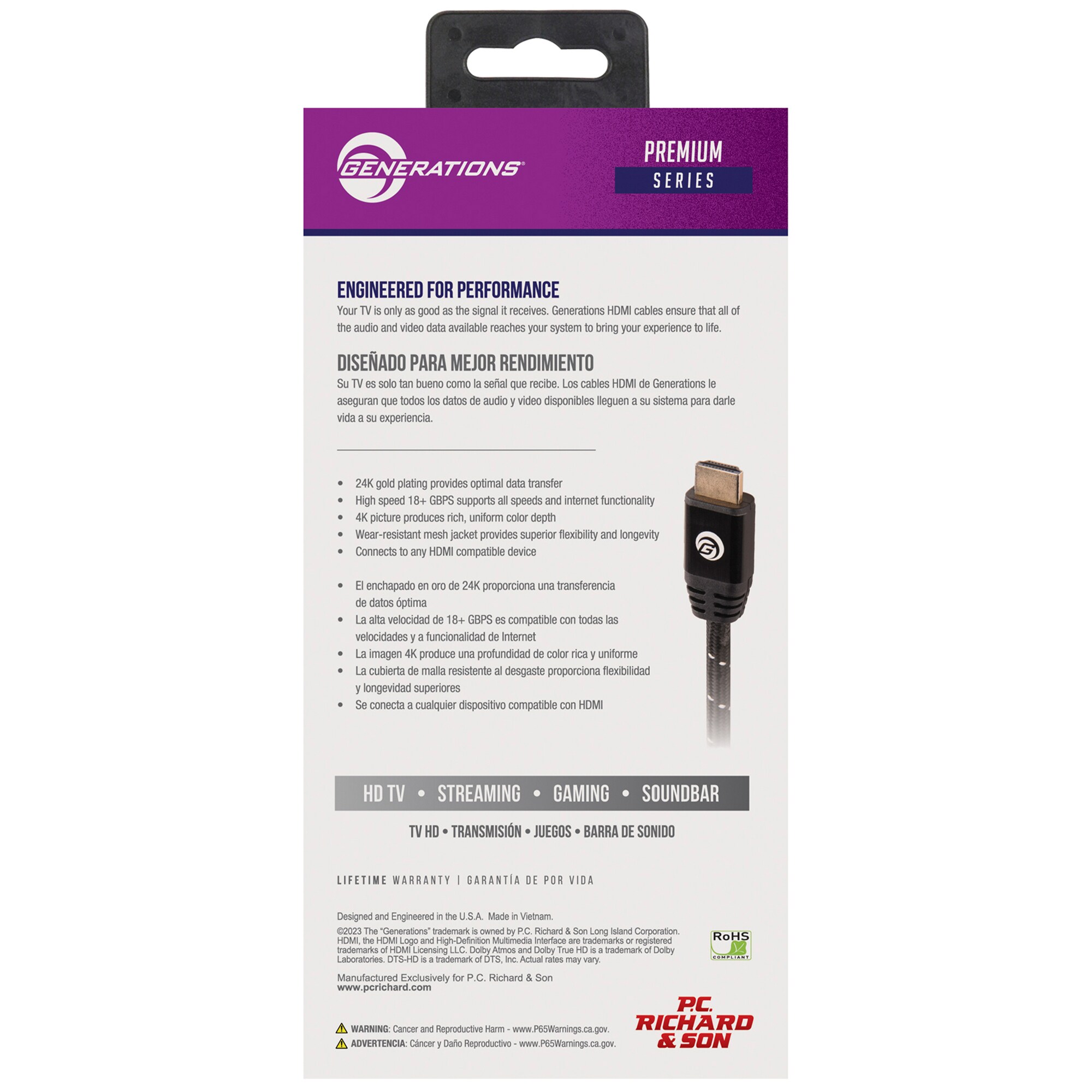 Generations Premium Series 8 FT. 18 GBPS High-Speed HDMI Cable - Black, , hires