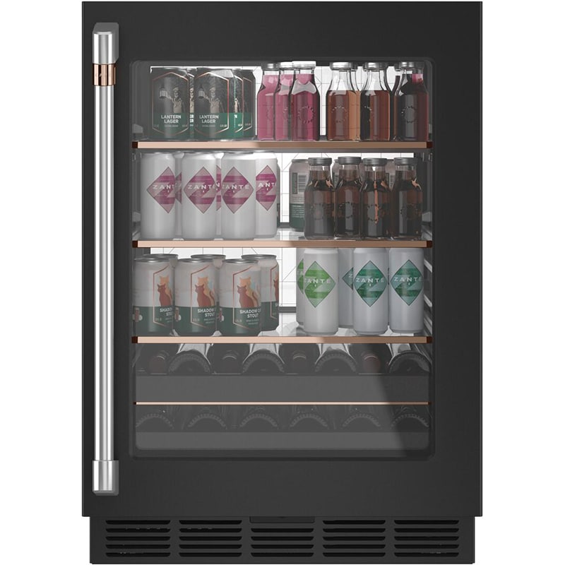 Cafe 24 in. 5.1 cu. ft. Built-In/Freestanding Beverage Center with Pull-Out Shelves & Digital Control - Matte Black, Matte Black, hires