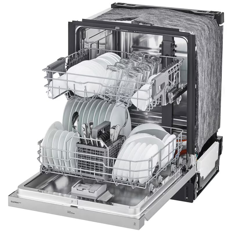LG 24 in. Front Control Smart Dishwasher with 48 dBa Sound Level & Pocket - Stainless Steel, , hires