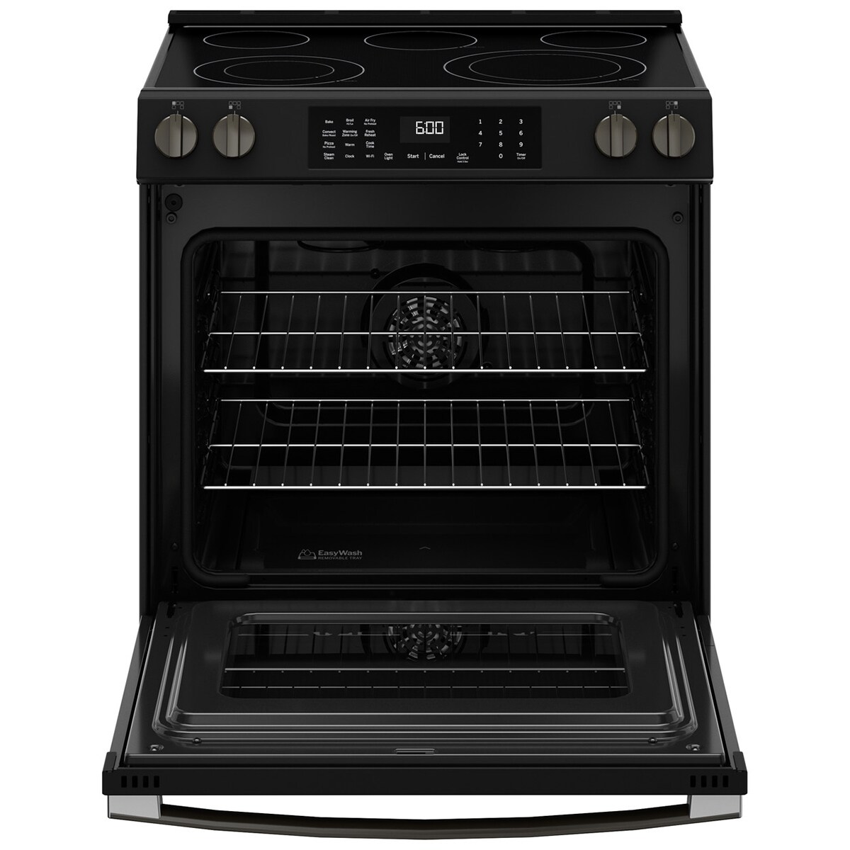 GE 30 in. 5.3 cu. ft. Smart Air Fry Standard Convection Slide-In Electric Range with Radiant Burners - Black Slate, , hires