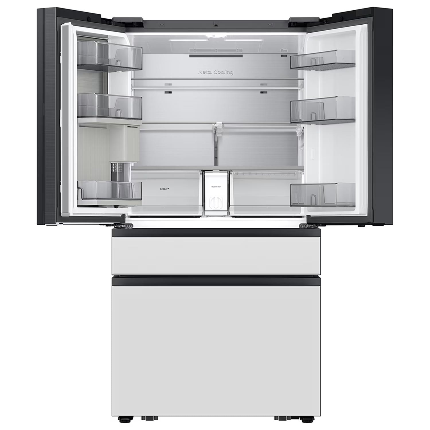 Samsung Bespoke 36 in. 22.5 cu. ft. Smart Counter Depth 4-Door French Door Refrigerator with AI Family Hub+, Beverage Center & Internal Water AutoFill Pitcher - White Glass, White Glass, hires