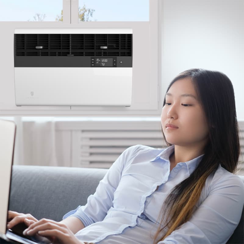Friedrich Kuhl Series 12,000 BTU 230V Heat/Cool Smart Window/Wall Air Conditioner with 3 Fan Speeds & Remote Control - White, , hires