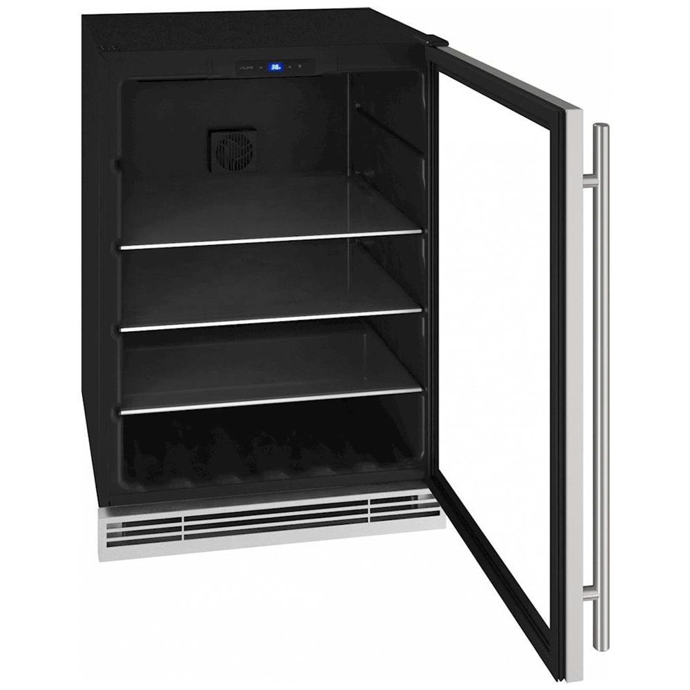 U-Line 1 Class Series 24 in. Built-In/Freestanding 5.7 cu. ft. Compact Beverage Center with Adjustable Shelves & Digital Control - Stainless Steel, , hires