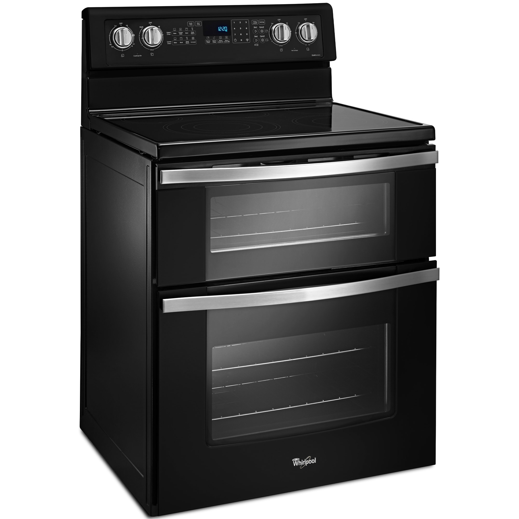 Whirlpool 30 in. 6.7 cu. ft. True European Convection Double Oven Electric Range with Radiant Burners - Black Ice, Black Ice, hires