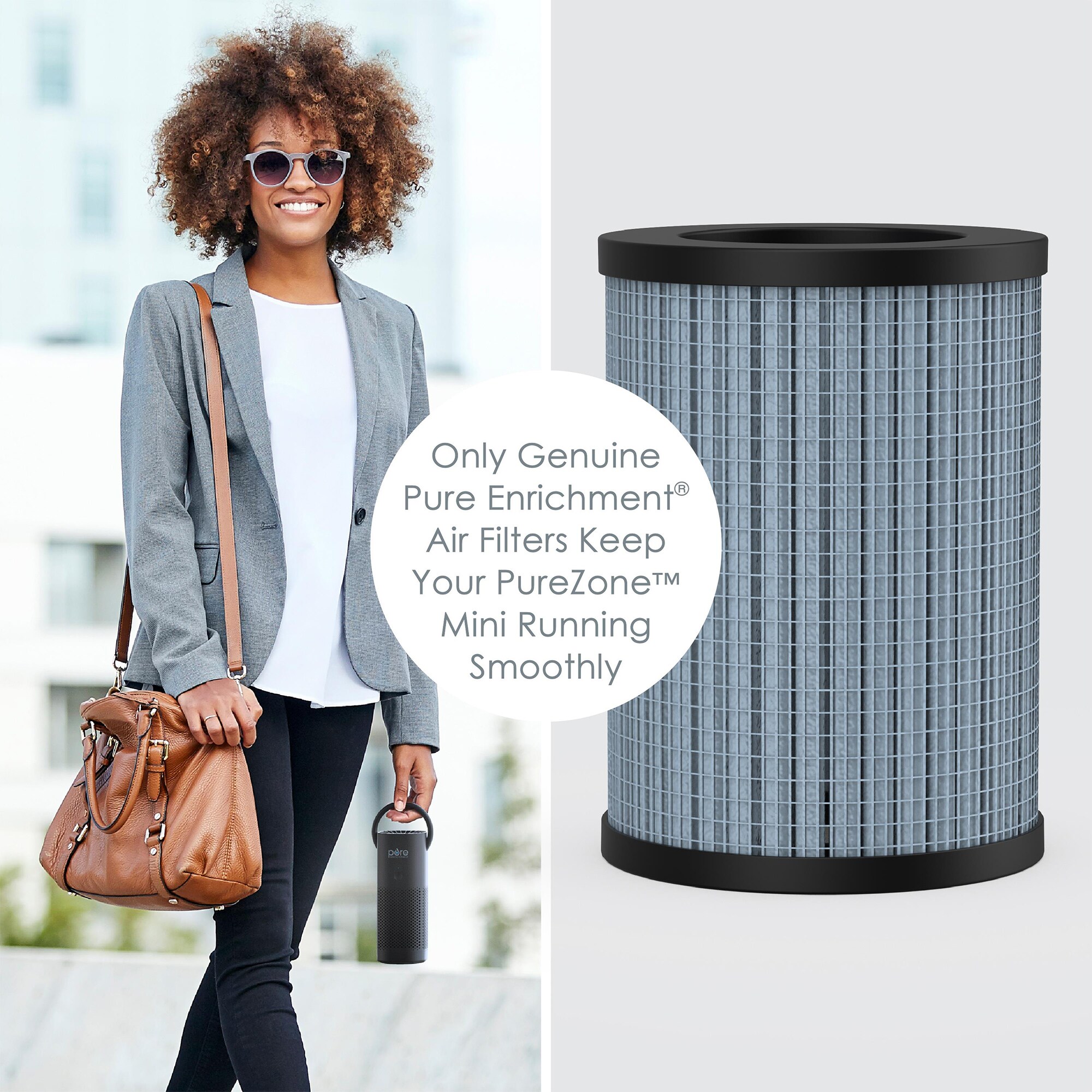 Pure Enrichment Genuine 2-in-1 True HEPA Replacement Filter for the PureZone Mini Portable Air Purifier, , hires