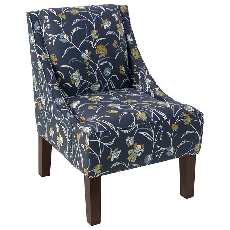 Skyline Furniture Swoop Arm Chair in Cotton Fabric Floral/Blue P.C