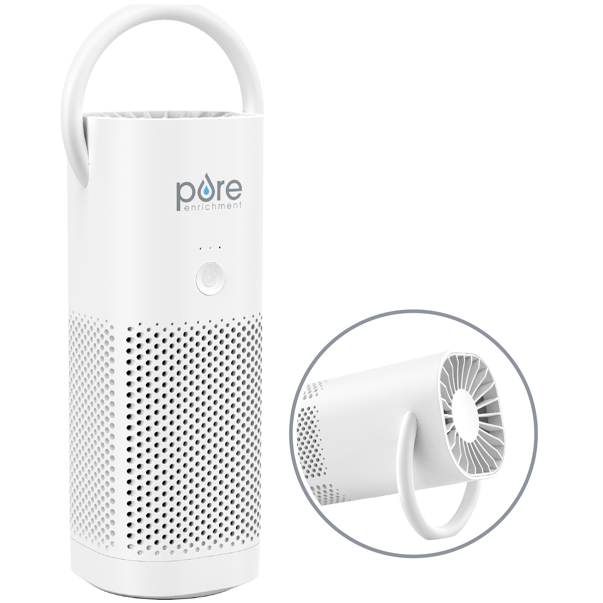 Pure Enrichment 4 in. HEPA Air Purifier with 2 Stages of Filtration, 3 Fan Settings - White, , hires