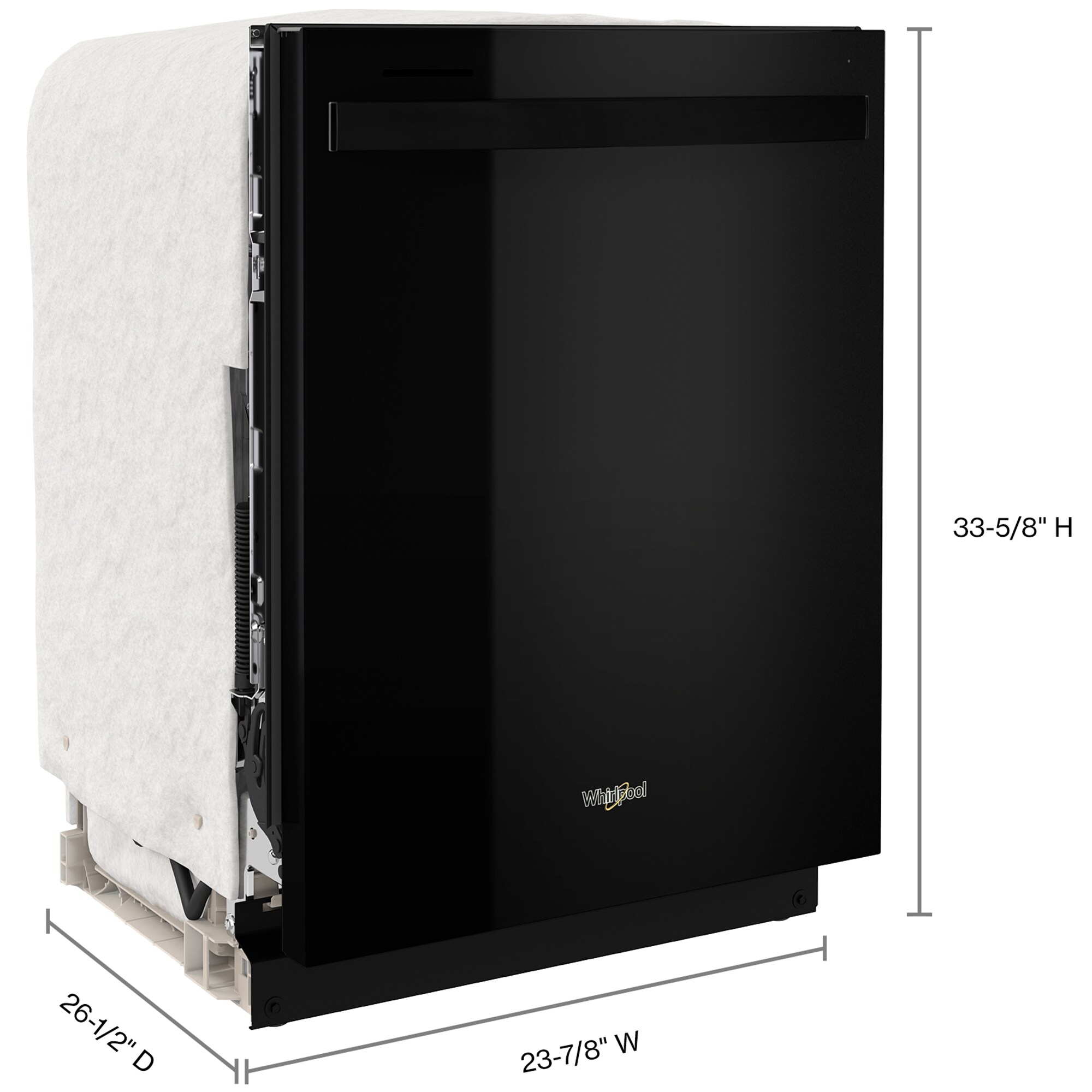 Whirlpool 24 in. Top Control Dishwasher with 47 dBa Sound Level & 3rd-Rack - Black, Black, hires