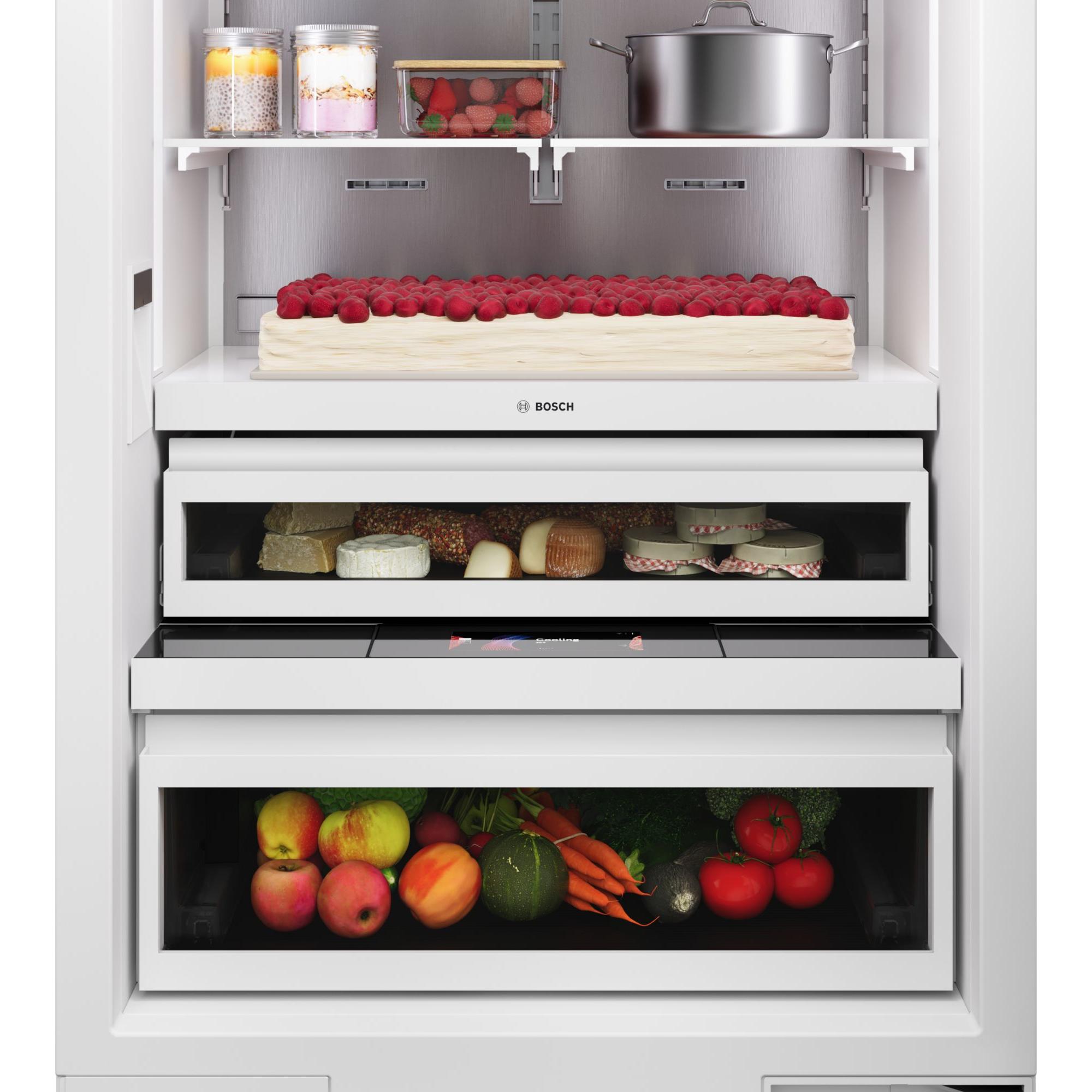 Bosch Benchmark Series 30 in. 16.5 cu. ft. Built-In Smart Counter Depth Bottom Freezer Refrigerator with Internal Water Dispenser - Stainless Steel, , hires