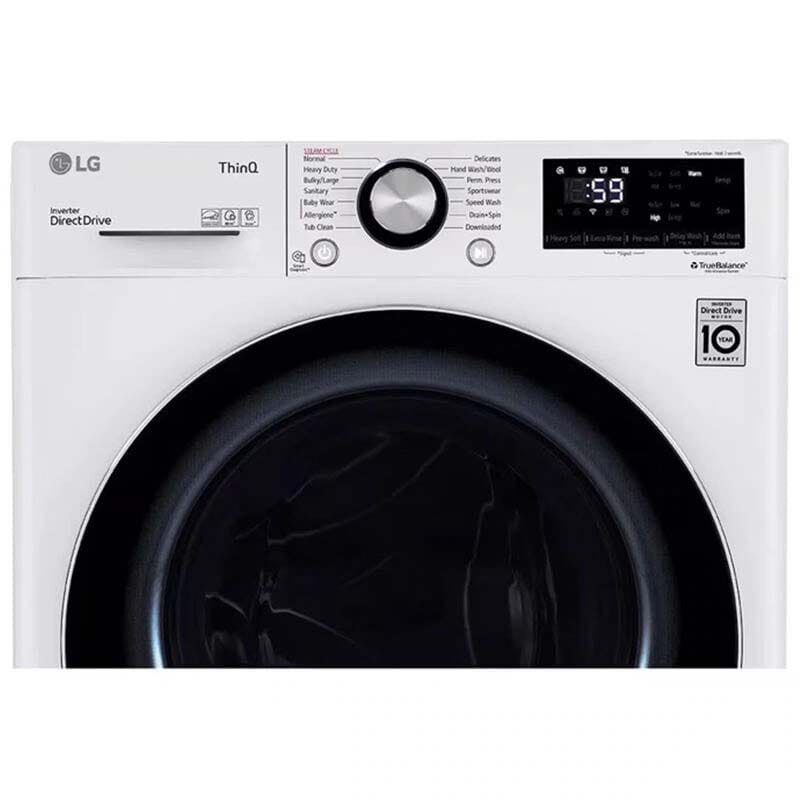 LG 24 in. 2.4 cu. ft. Smart Stackable Front Load Washer with Sanitize & Steam Wash Cycle - White, White, hires