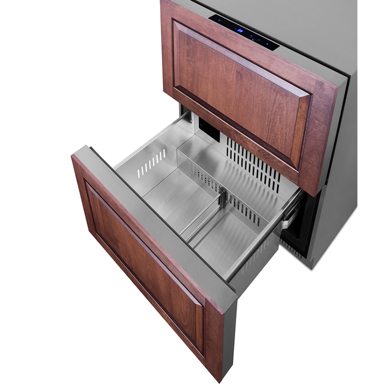 Summit 24 in. 3.7 cu. ft. Outdoor Double Refrigerator Drawers - Stainless Steel/Panel Ready, , hires