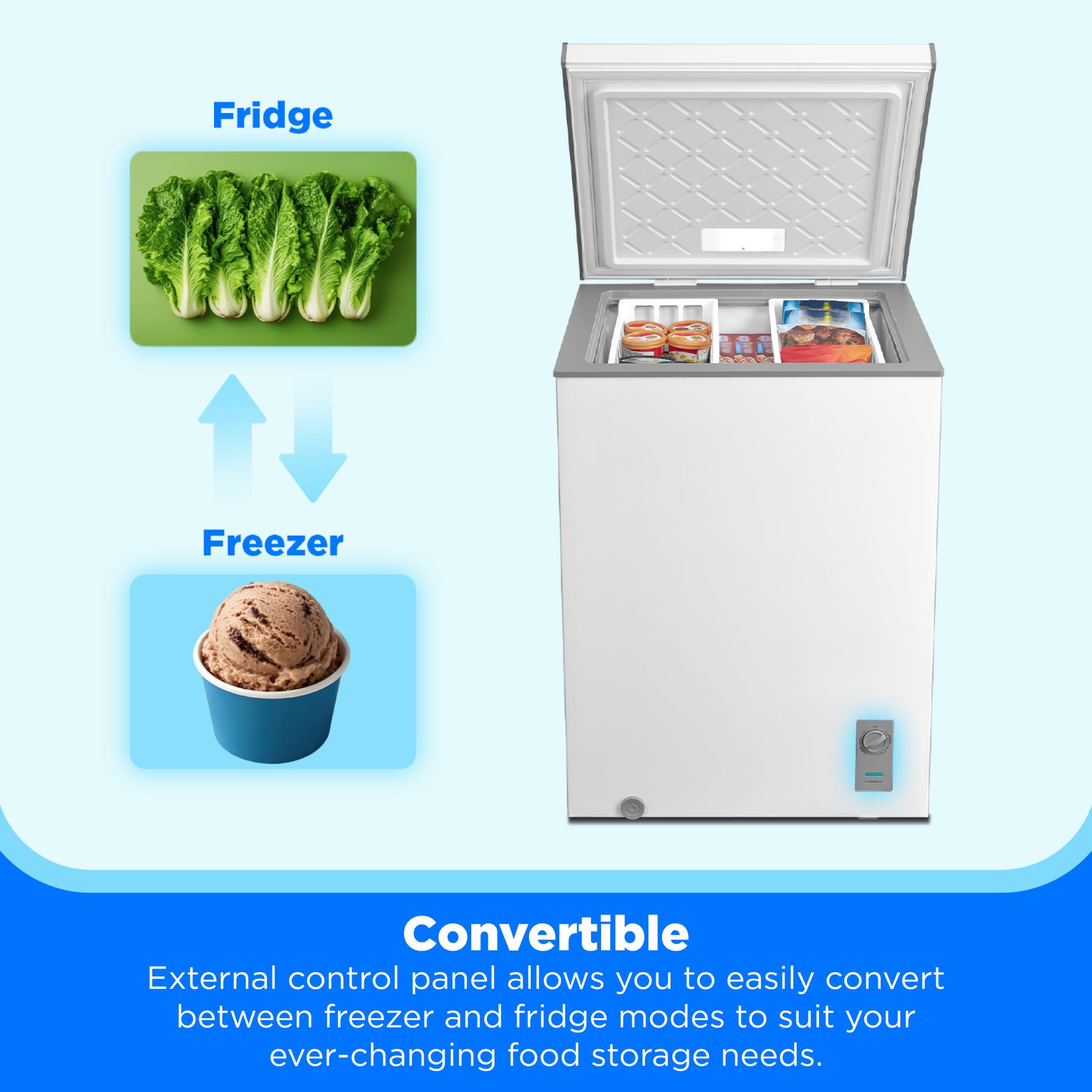 Midea 24 in. 5.0 cu. ft. Garage-Ready Compact Chest Freezer - White, , hires