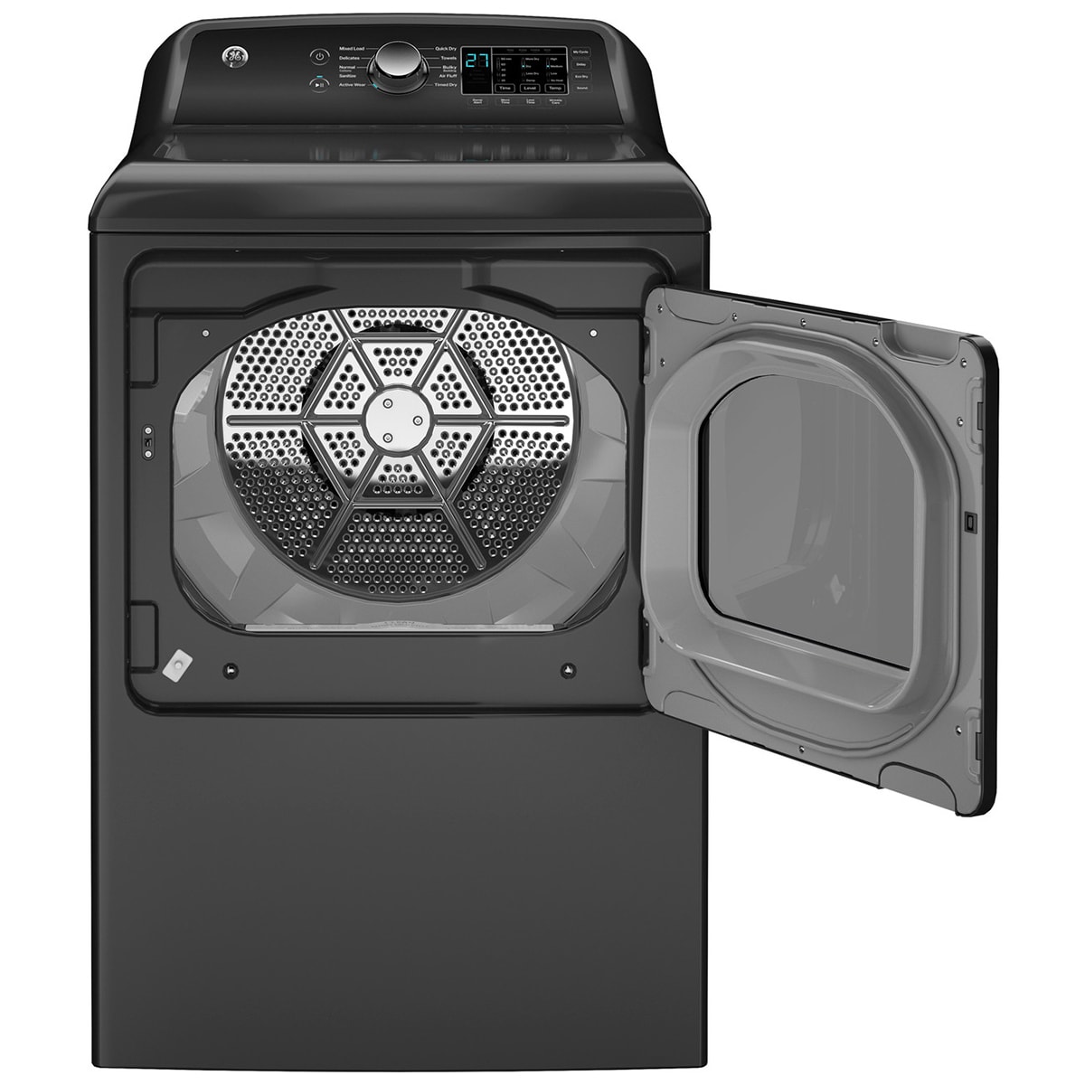 GE 27 in. 7.4 cu. ft. Electric Dryer with Up To 120 ft. Venting, Sanitize Cycle & Sensor Dry - Diamond Gray, , hires