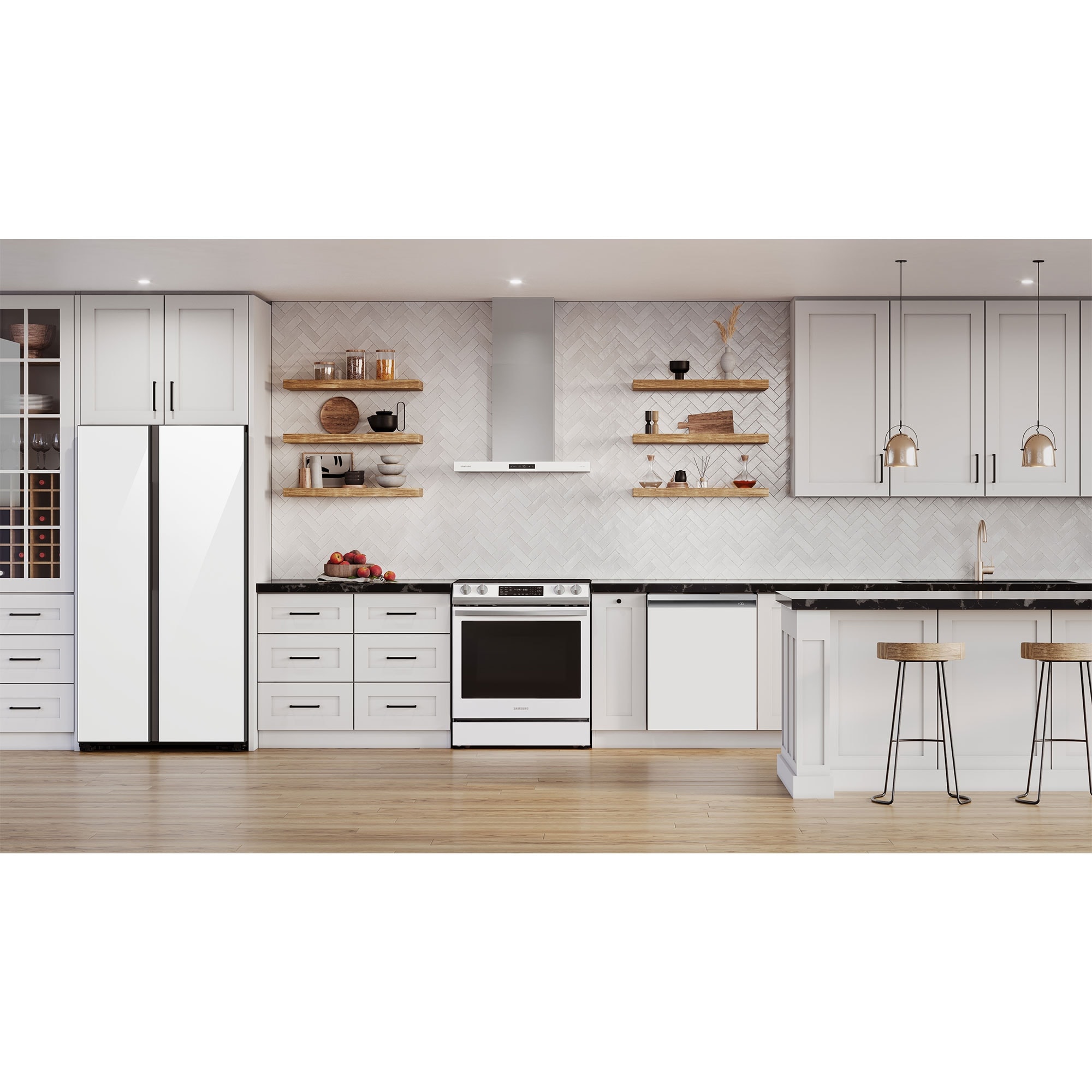 Samsung Bespoke 36 in. 28.0 cu. ft. Smart Side-by-Side Refrigerator with Internal Water Dispenser - White Glass, White Glass, hires