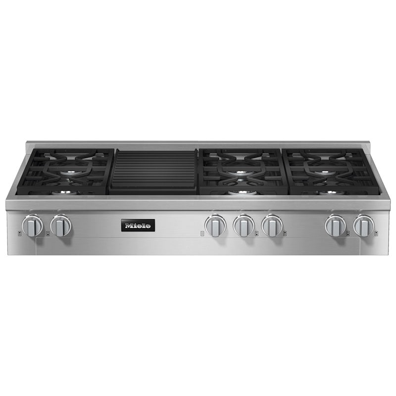 Miele Professional Series 48 in. 6-Burner Natural Gas Rangetop with Grill, Simmer Burner & Power Burner - Stainless Steel, , hires