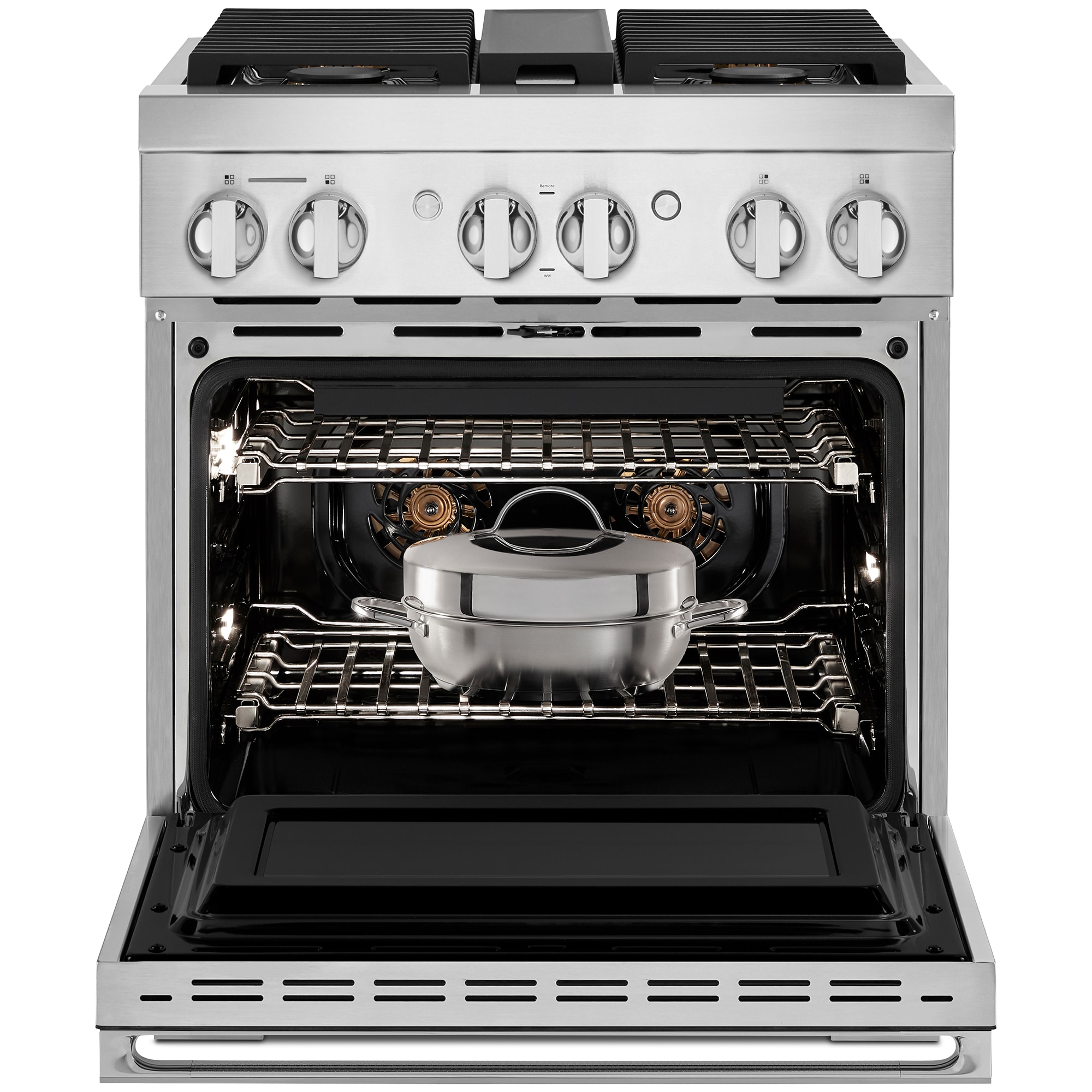 JennAir Noir Series 30 in. 4.1 cu. ft. Smart True European Convection Gas Range with 4 Sealed Burners - Stainless Steel, , hires