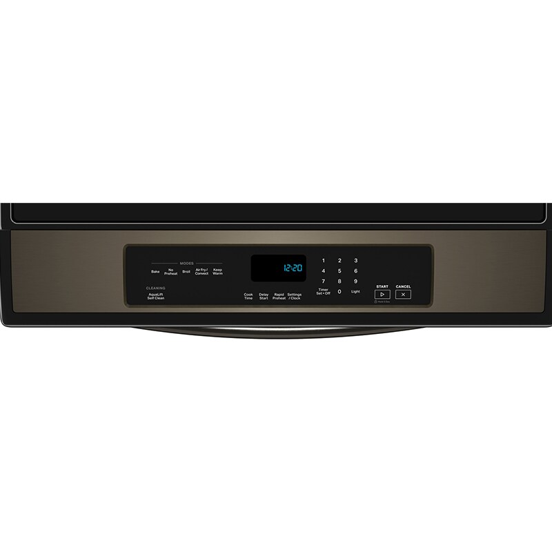 Whirlpool 30 in. 6.4 cu. ft. Air Fry True European Convection Slide-In Electric Range with 4 Induction Burners - Black Stainless, Black Stainless, hires